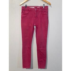 Anthropologie Pilcro Pink Stretch Denim Mid Rise Skinny Jeans SZ 28